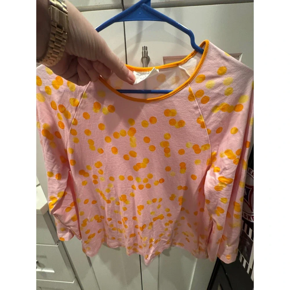 Atlantic-Pacific x‎ LAKE Pajamas Pink Polka Dot Long Sleeve Top Small